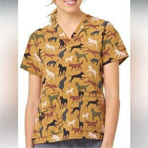 Carhartt Force Dog Park Print V-Neck Scrub Top XS